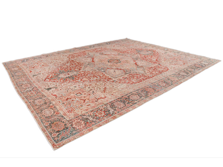 Antique Heriz Wool Rug 12 X 15