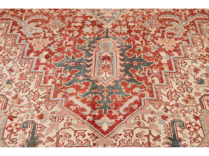 Antique Heriz Wool Rug 12 X 15