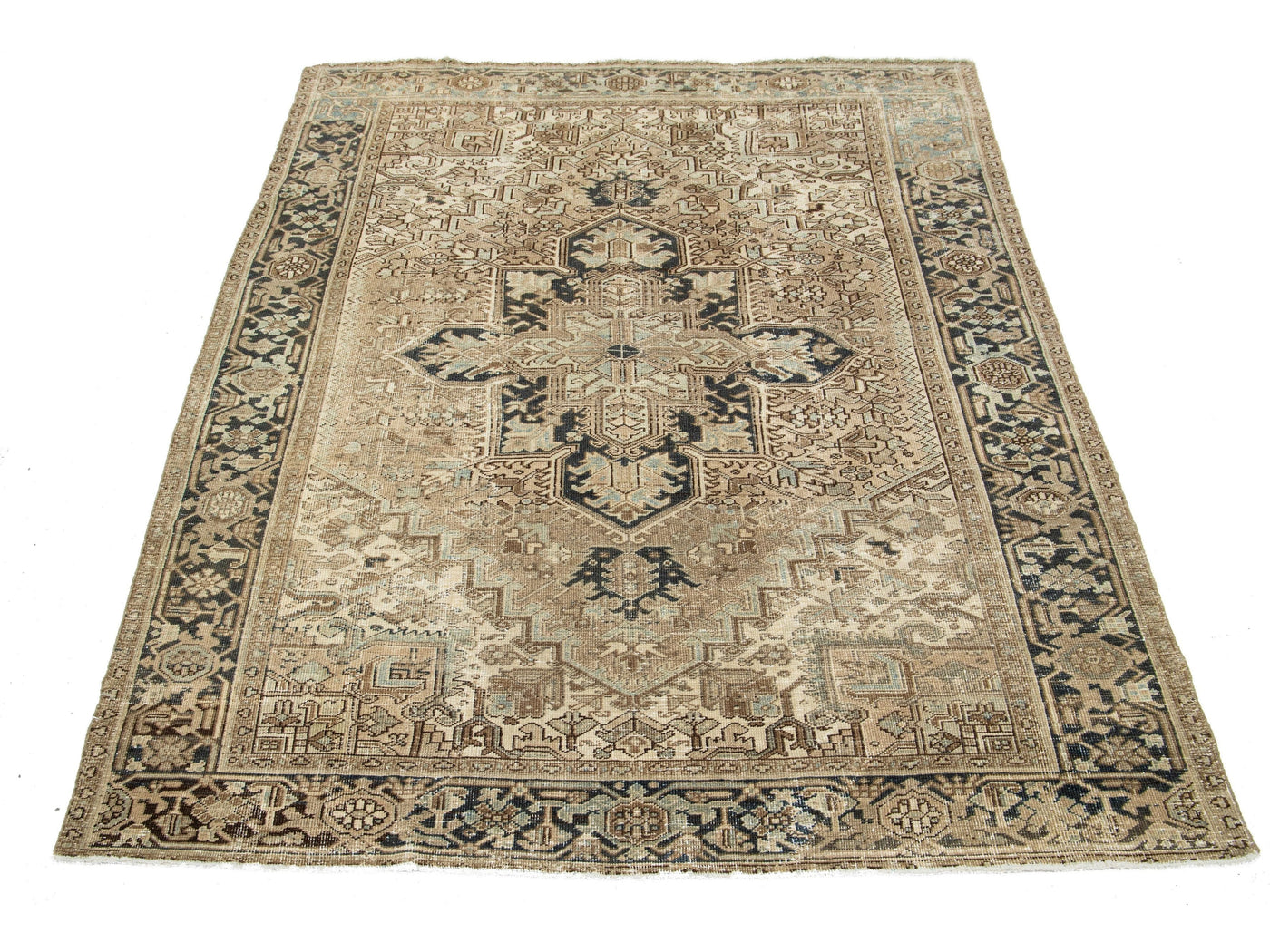 Antique Heriz Wool Rug 7 X 9