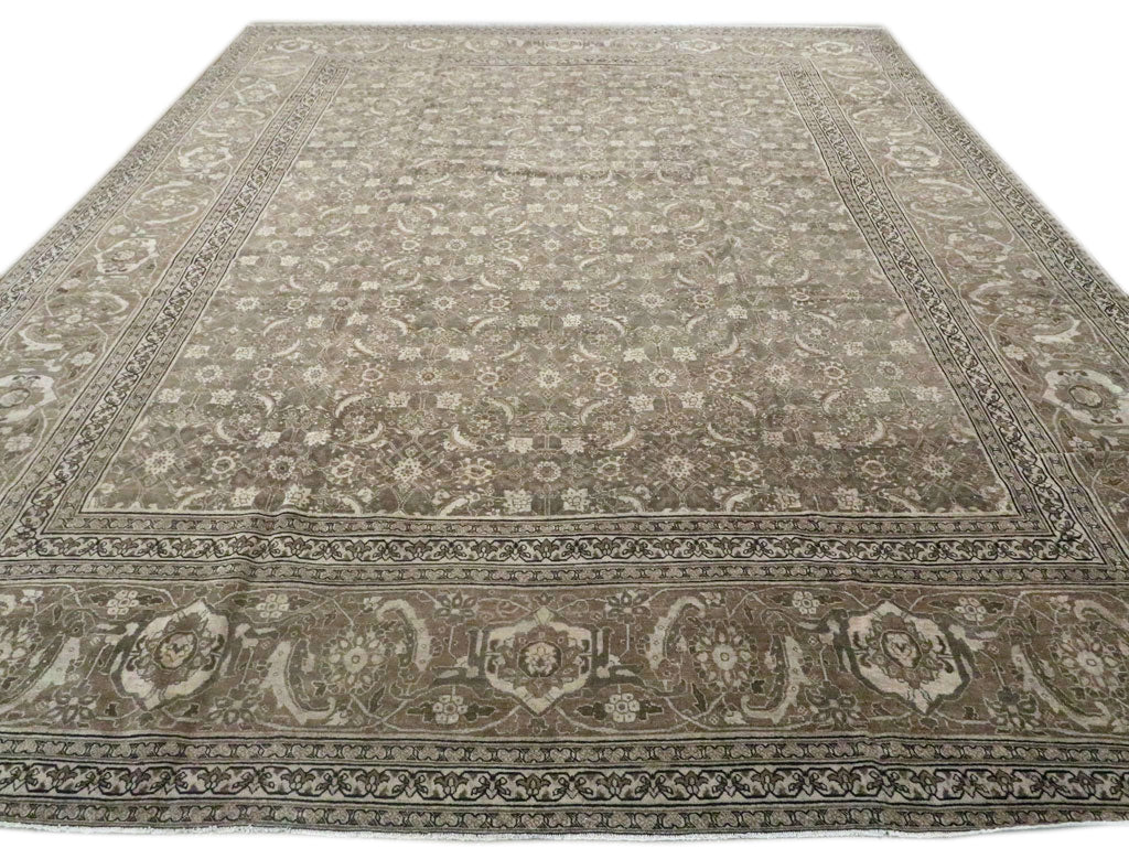 Antique Tabriz Wool Rug 12 X 16