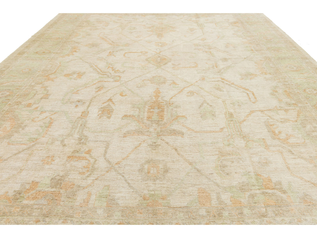 Modern Oushak Wool Rug 12 X 15