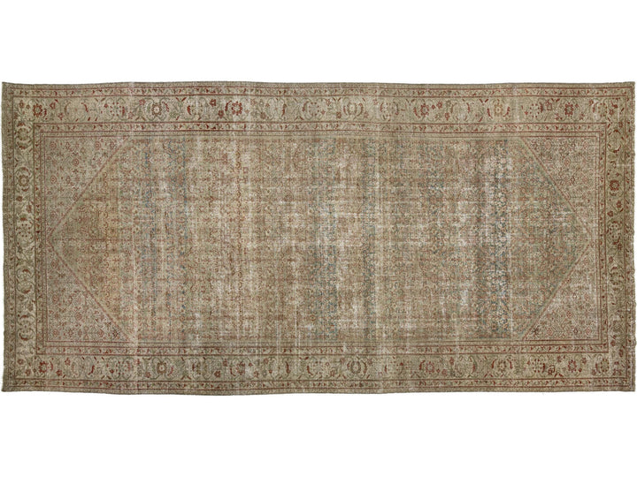 Antique Mahal Wool Rug 10 X 21