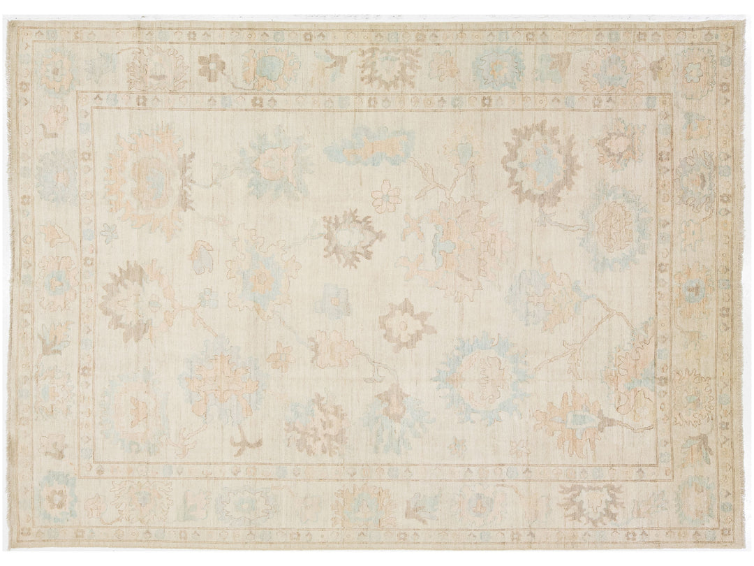 Modern Oushak Wool Rug 10 X 14