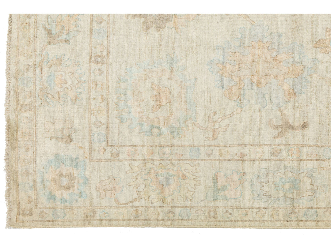 Modern Oushak Wool Rug 10 X 14