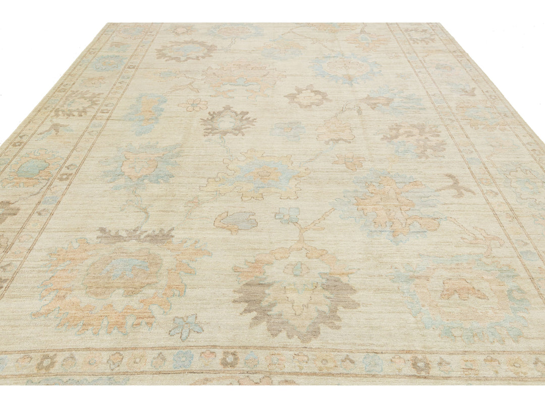 Modern Oushak Wool Rug 10 X 14