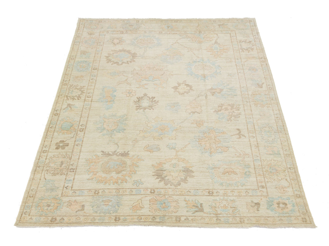 Modern Oushak Wool Rug 10 X 14