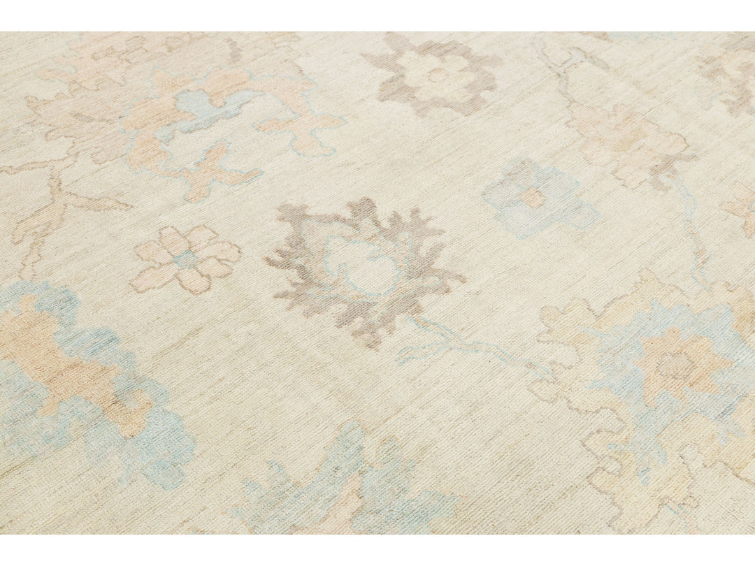 Modern Oushak Wool Rug 10 X 14