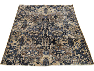 Vintage Persian Distressed Wool Rug 4 X 5