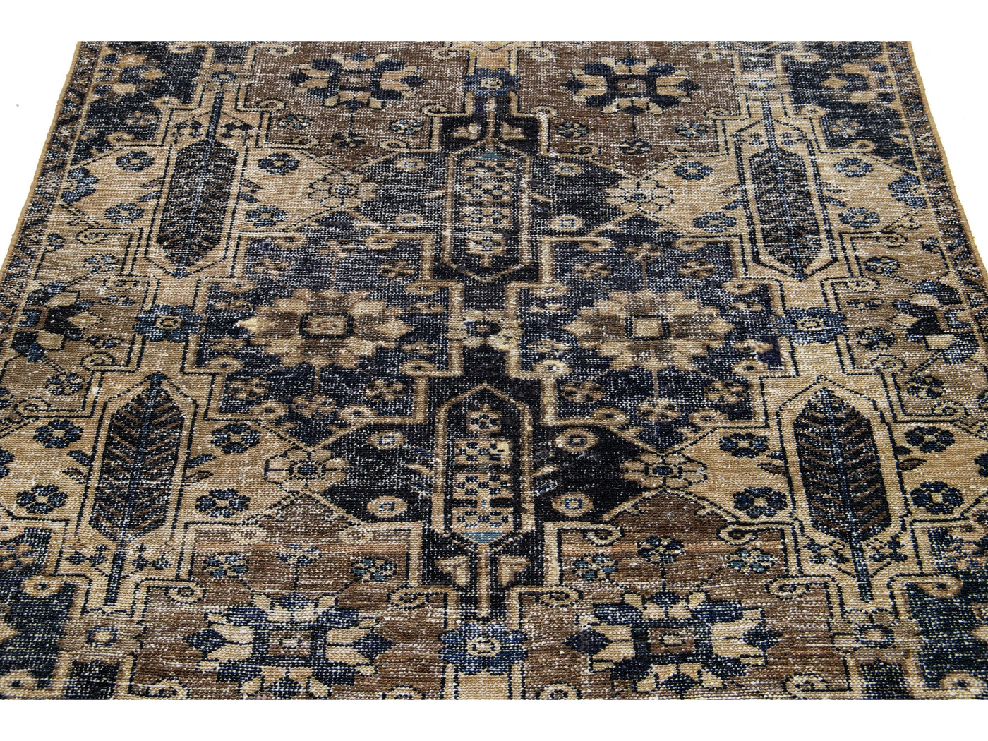 Vintage Persian Distressed Wool Rug 4 X 5