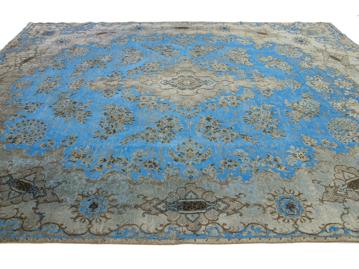 Antique Overdyed Wool Rug 9 X 12