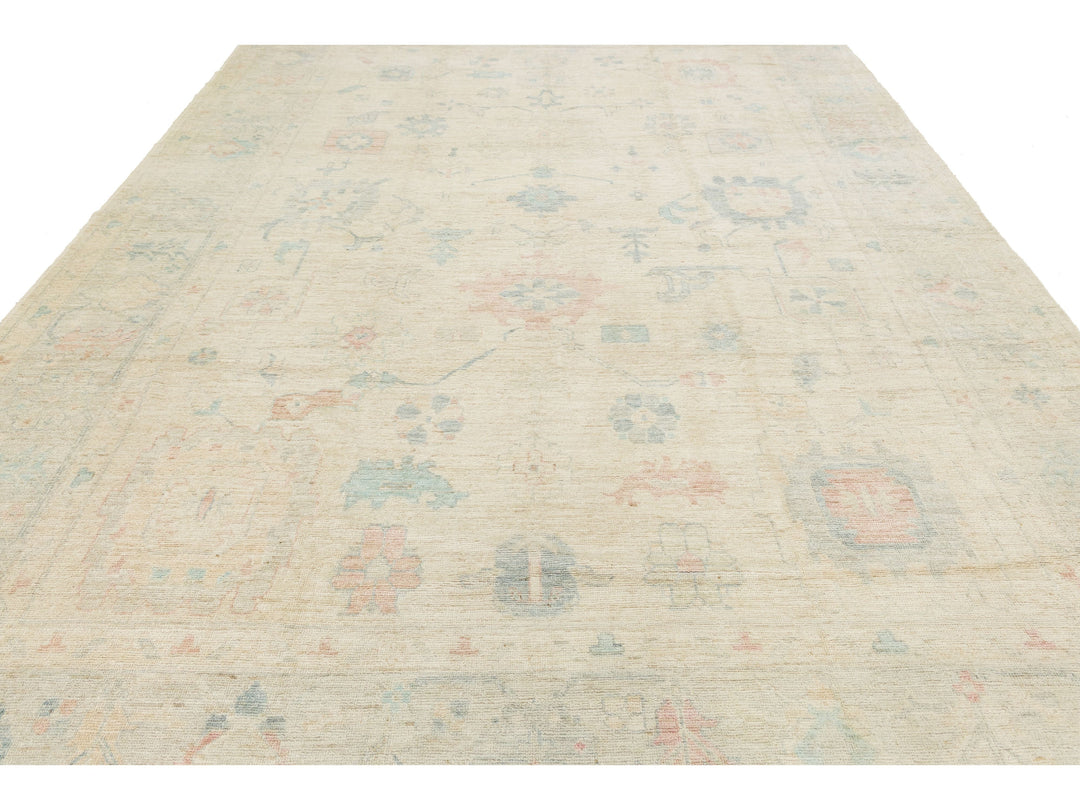 Modern Oushak Wool Rug 10 X 13