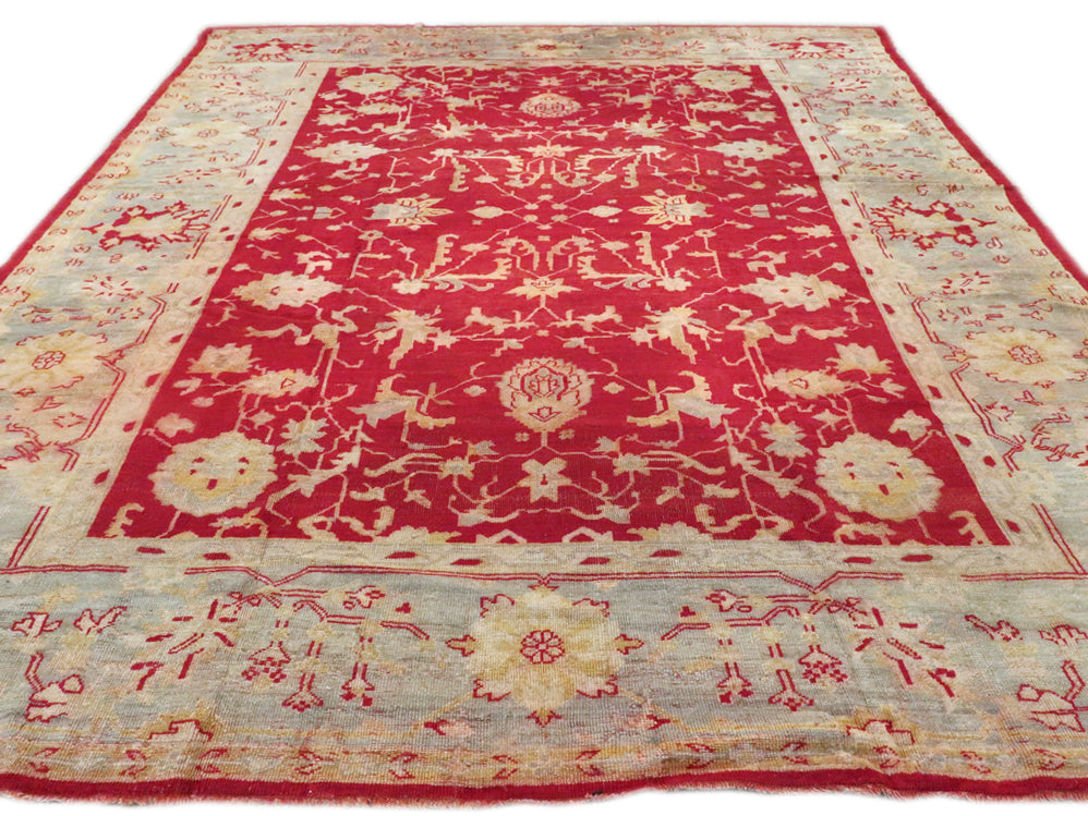 Antique Turkish Oushak Wool Rug 10 X 12