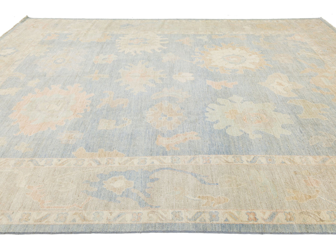 Modern Oushak Wool Rug 10 X 14