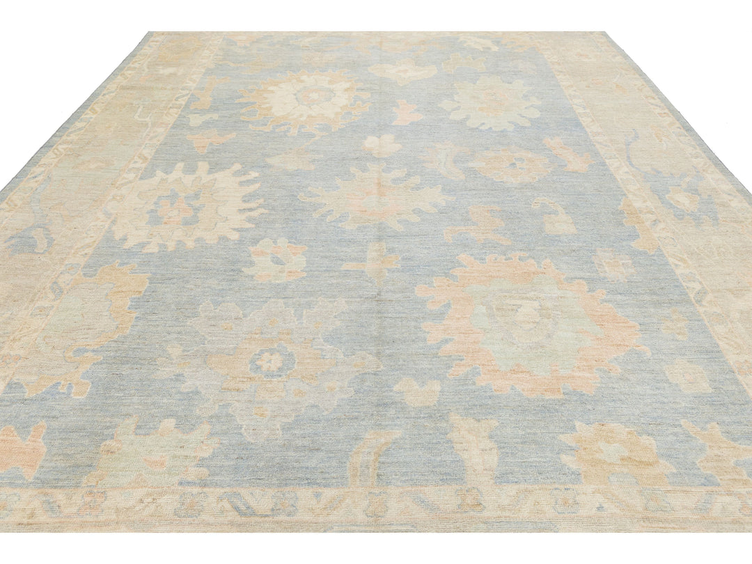 Modern Oushak Wool Rug 10 X 14