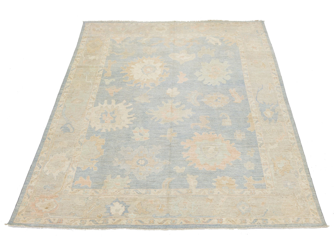 Modern Oushak Wool Rug 10 X 14
