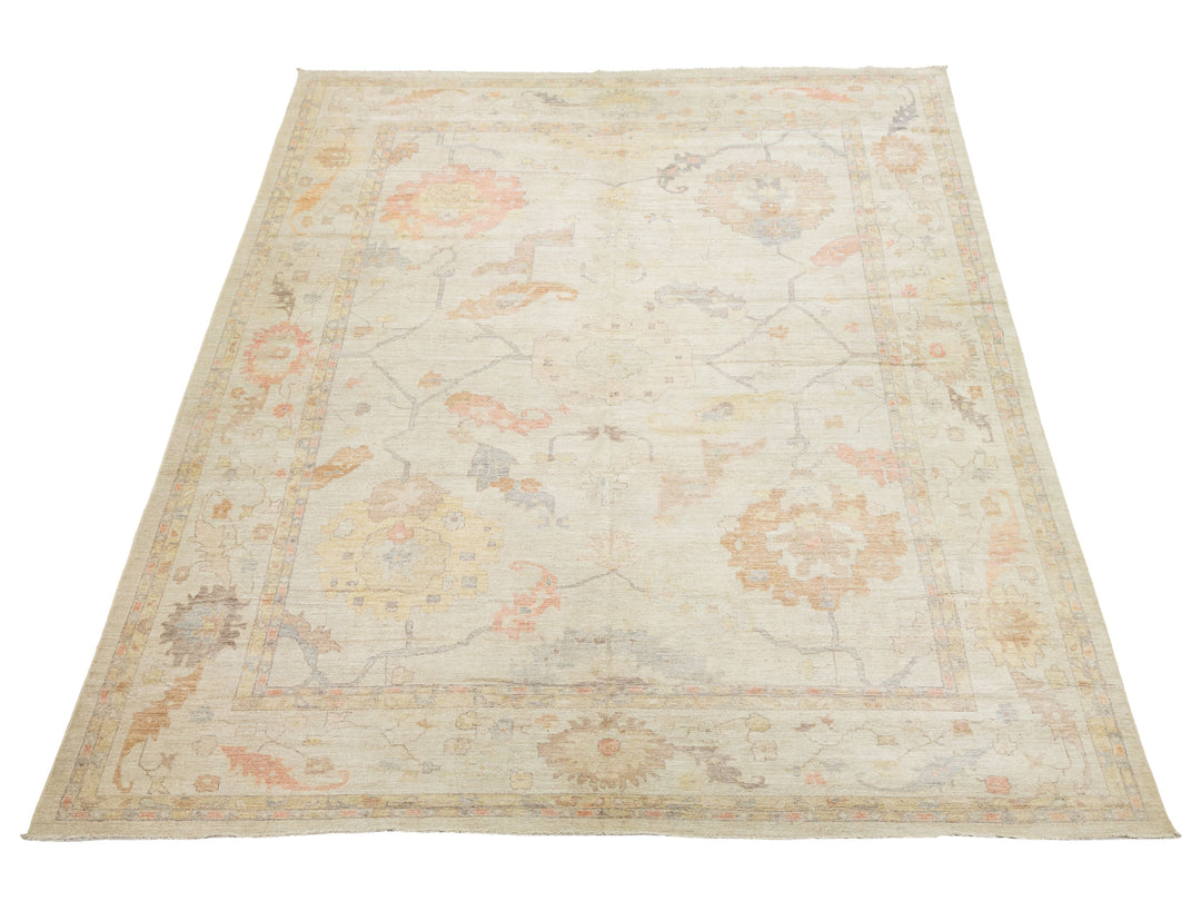 Modern Oushak Wool Rug 14 X 19
