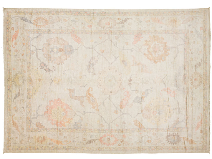 Modern Oushak Wool Rug 14 X 19