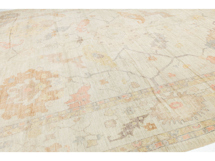 Modern Oushak Wool Rug 14 X 19