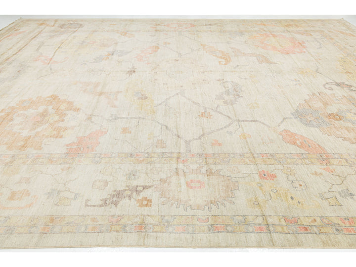 Modern Oushak Wool Rug 14 X 19