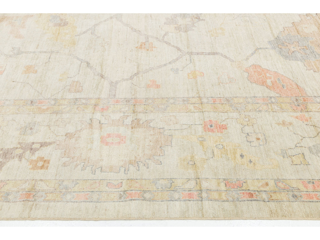 Modern Oushak Wool Rug 14 X 19