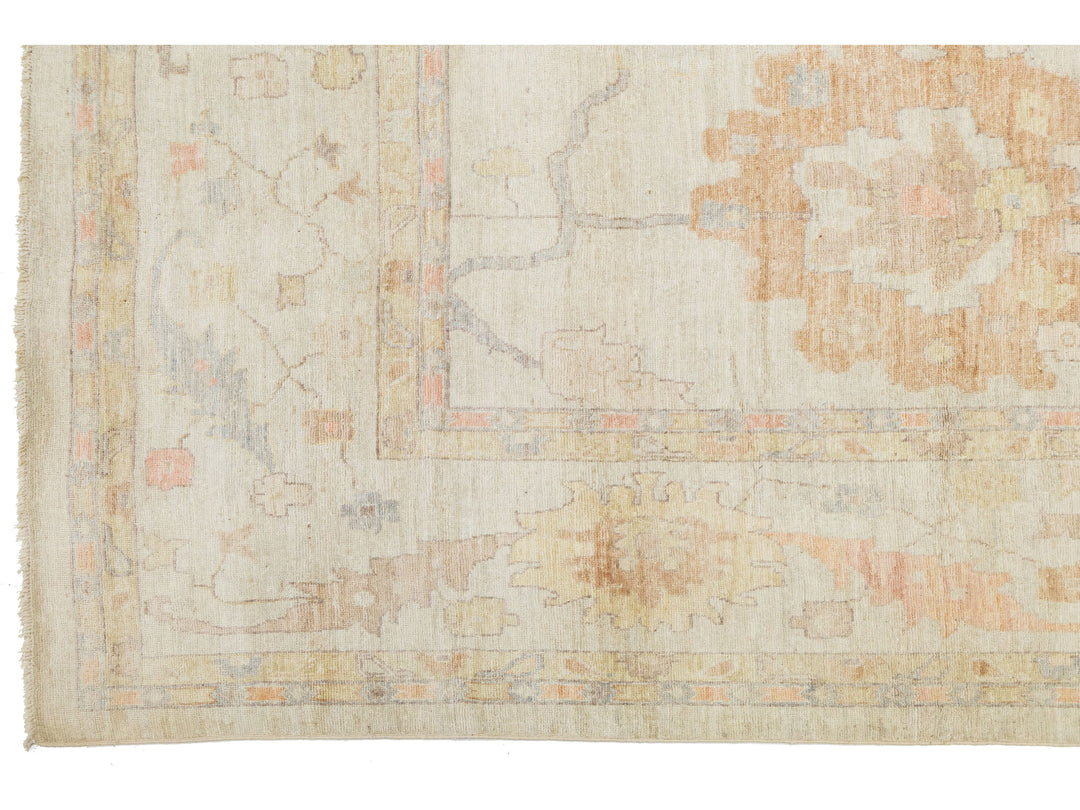 Modern Oushak Wool Rug 14 X 19