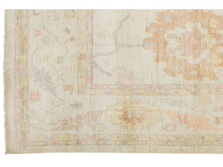 Modern Oushak Wool Rug 14 X 19