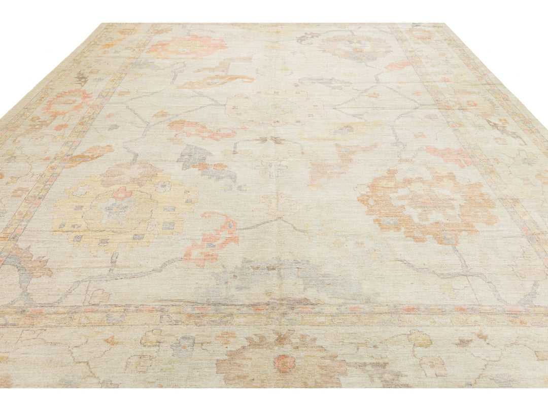 Modern Oushak Wool Rug 14 X 19