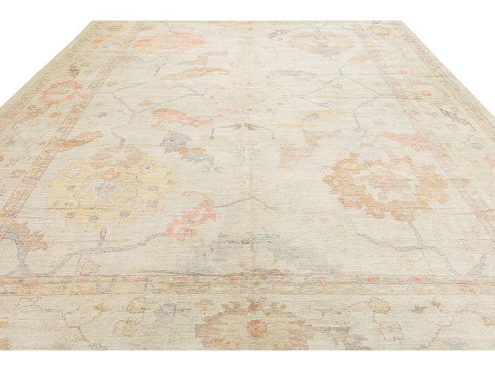 Modern Oushak Wool Rug 14 X 19