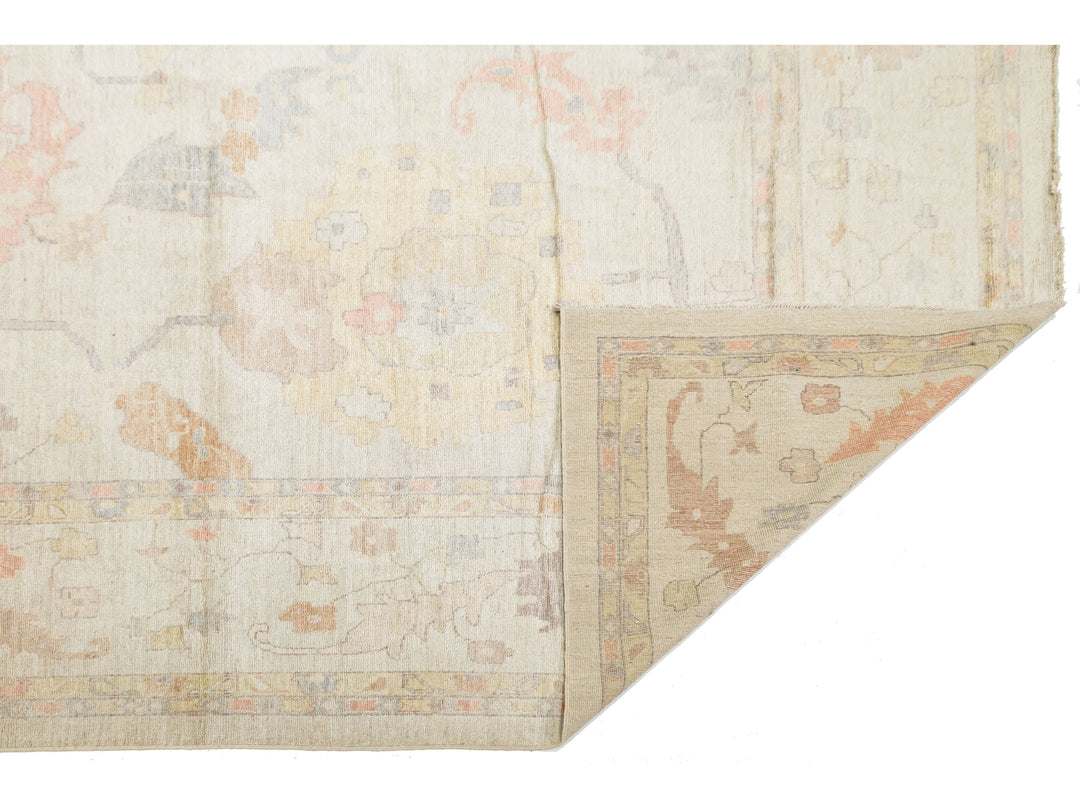 Modern Oushak Wool Rug 14 X 19