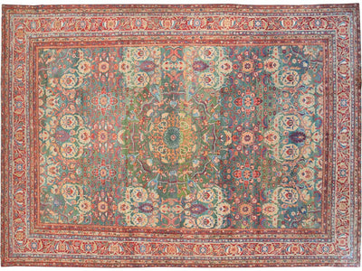 Antique Persian Mahal Wool Rug 14 X 20