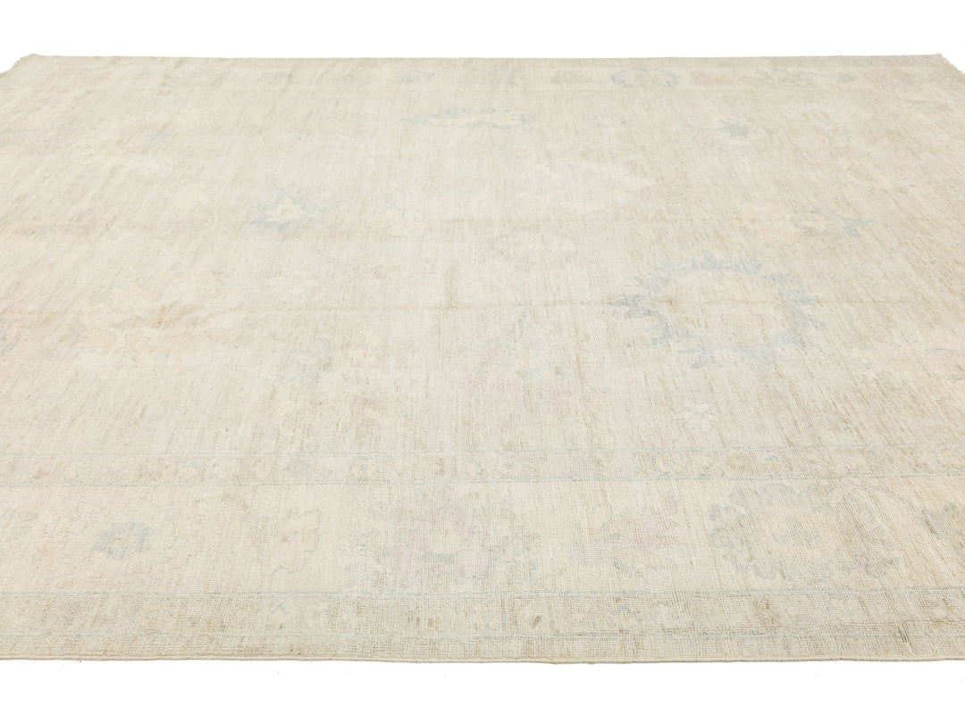 Modern Oushak Wool Rug 10 X 14