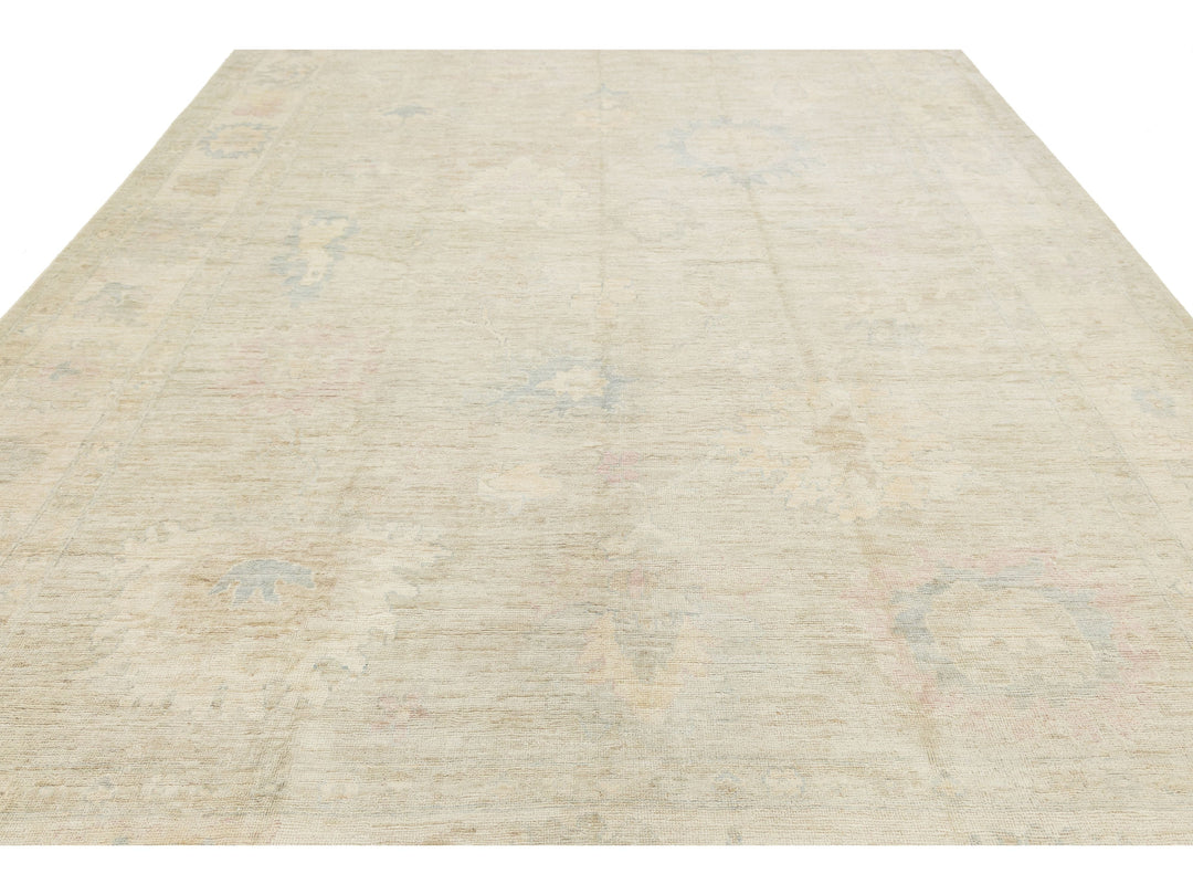 Modern Oushak Wool Rug 10 X 14