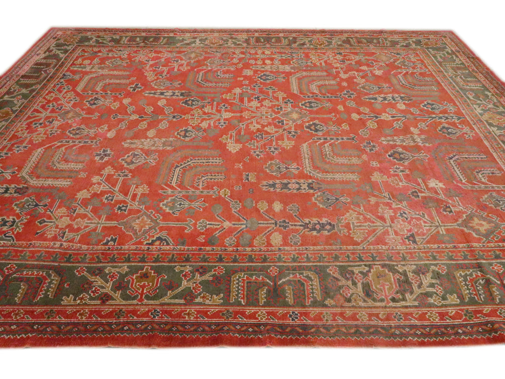 Antique Turkish Oushak Wool Rug 12 X 14