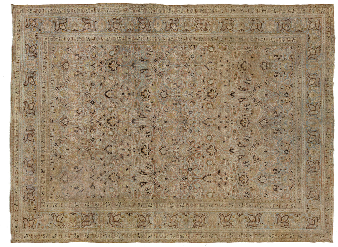 Antique Tabriz Wool Rug 12 X 16