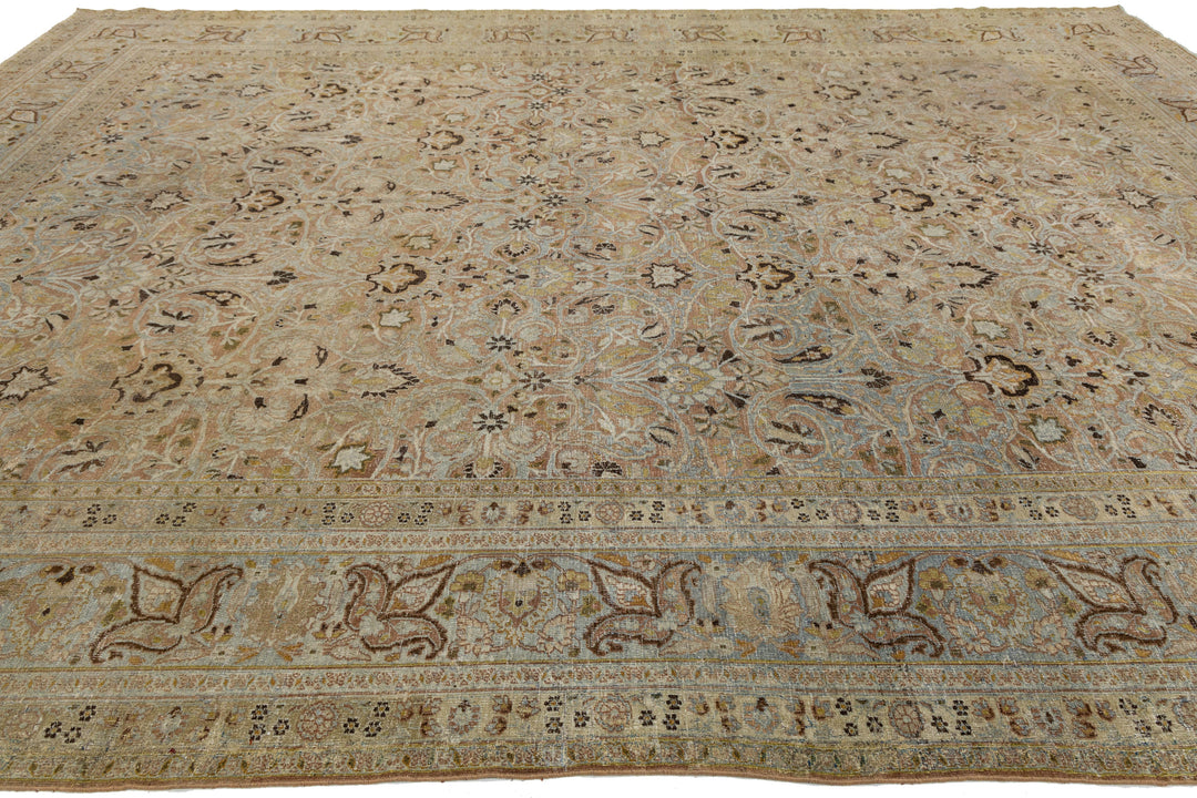 Antique Tabriz Wool Rug 12 X 16