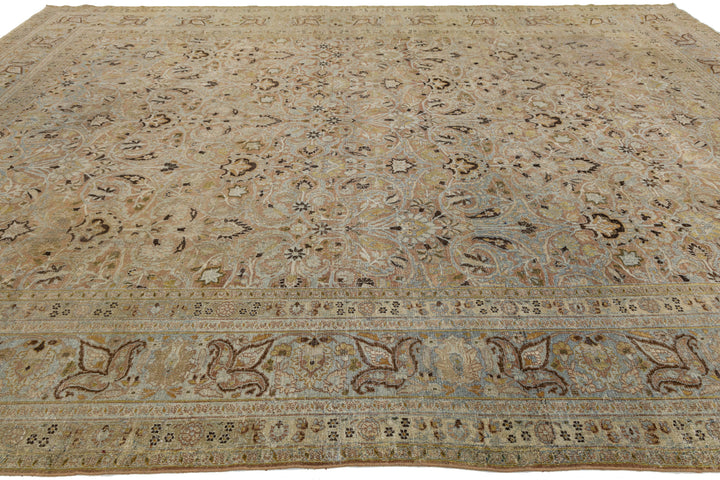 Antique Tabriz Wool Rug 12 X 16