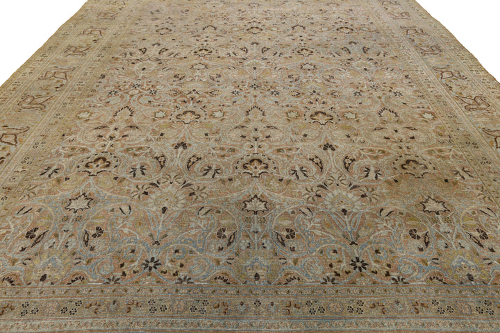 Antique Tabriz Wool Rug 12 X 16
