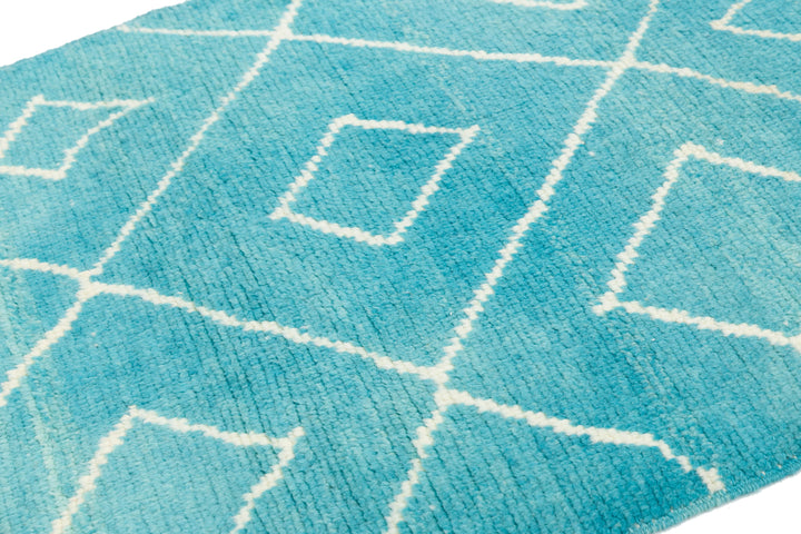 Modern Turkish Moroccan Wool Runner 3 X 10