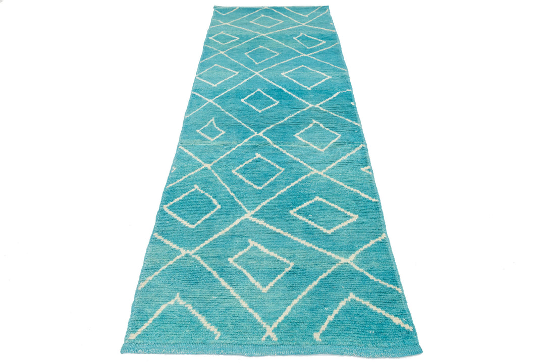 Modern Turkish Moroccan Wool Runner 3 X 10