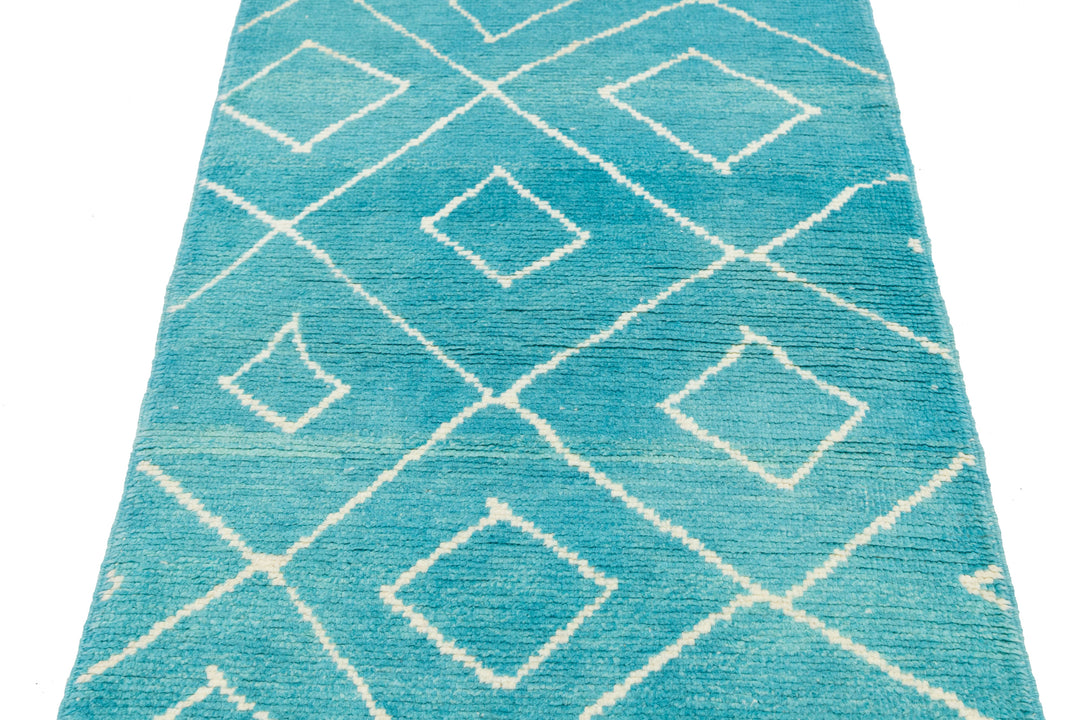 Modern Turkish Moroccan Wool Runner 3 X 10