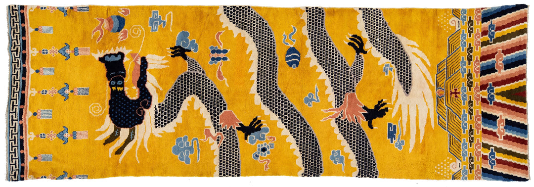 Antique Art Deco Chinese Wool Runner 5 X 14