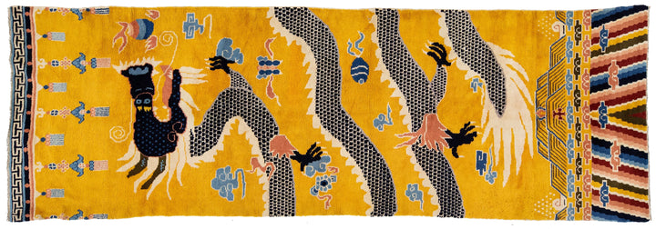 Antique Art Deco Chinese Wool Runner 5 X 14