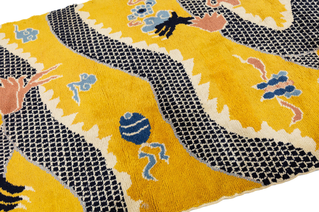 Antique Art Deco Chinese Wool Runner 5 X 14