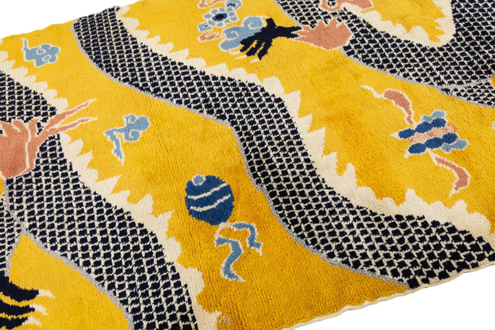 Antique Art Deco Chinese Wool Runner 5 X 14