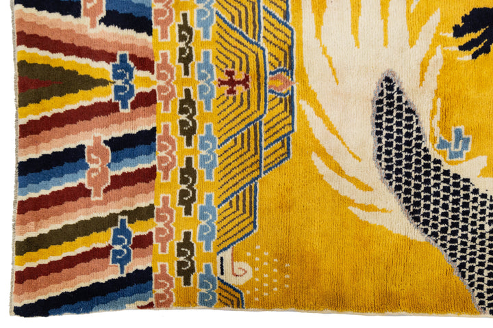 Antique Art Deco Chinese Wool Runner 5 X 14