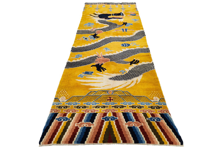 Antique Art Deco Chinese Wool Runner 5 X 14