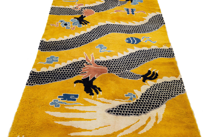 Antique Art Deco Chinese Wool Runner 5 X 14