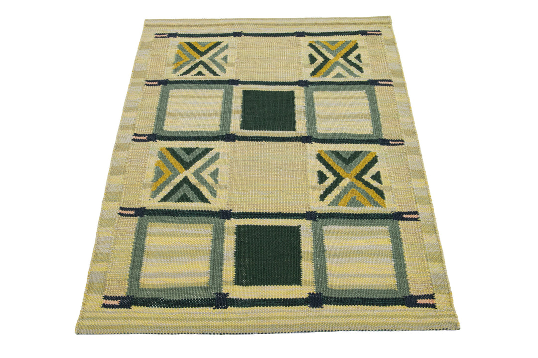 Modern Swedish Wool Rug 4 X 5