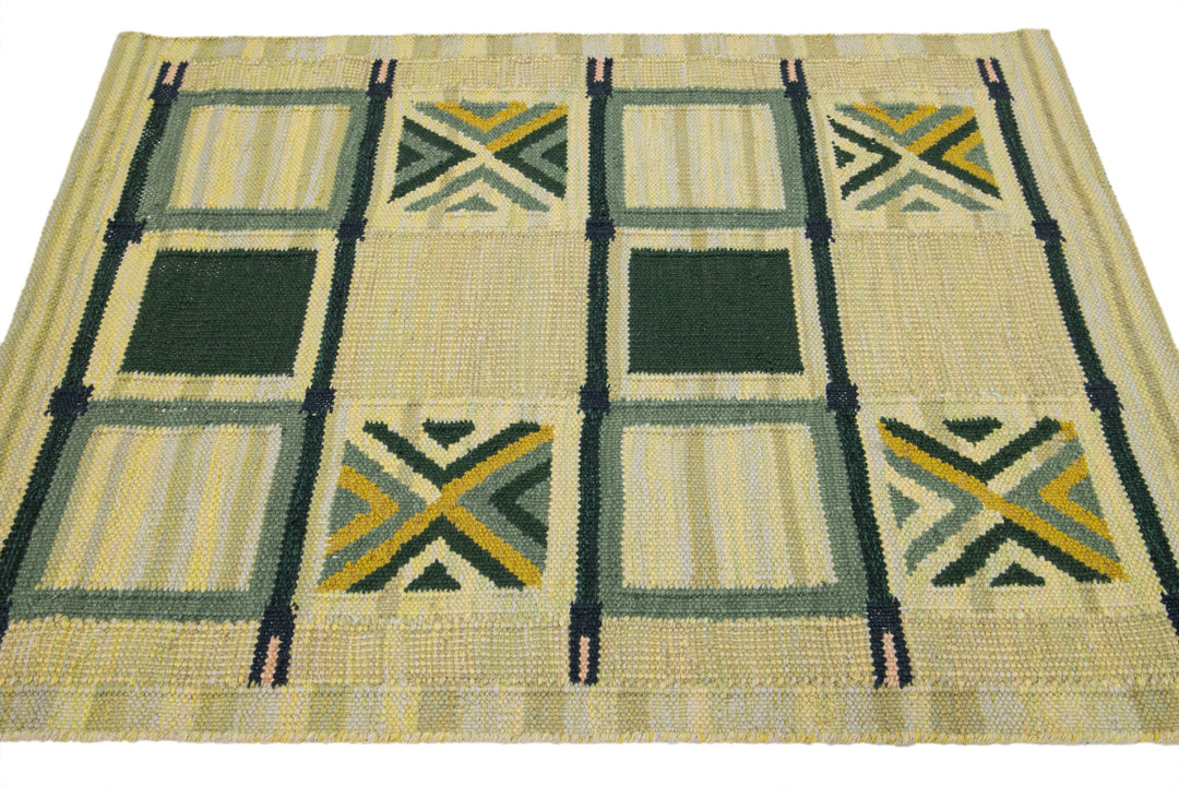 Modern Swedish Wool Rug 4 X 5