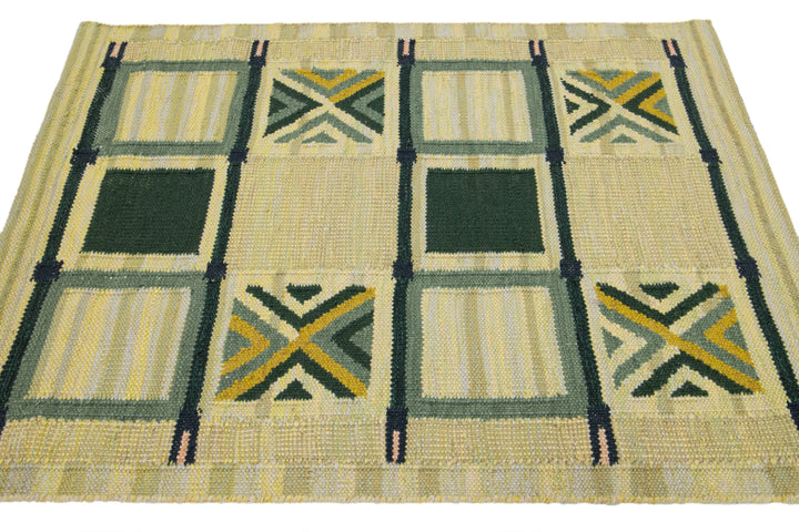 Modern Swedish Wool Rug 4 X 5